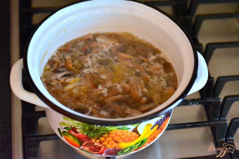 Фото приготовление рецепта: Грибной суп с сыром шаг №4