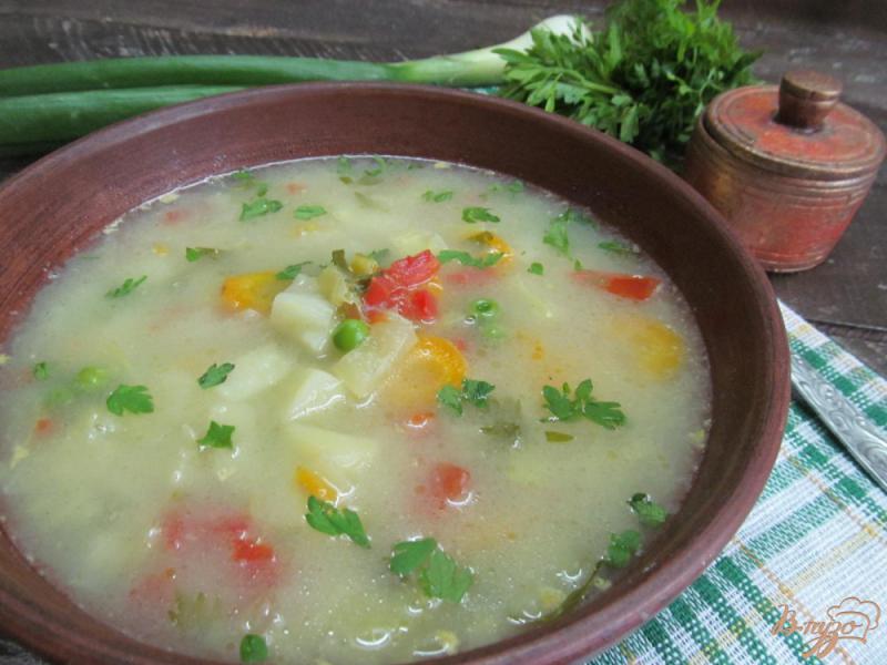 Фото приготовление рецепта: Суп из молодых овощей на курином бульоне с карри шаг №7