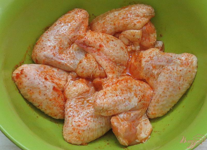 Фото приготовление рецепта: Куриные крылья на сковороде гриль газ шаг №3