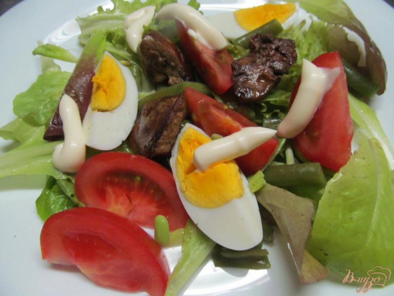 Фото приготовление рецепта: Овощной салат с куриной печенью шаг №5
