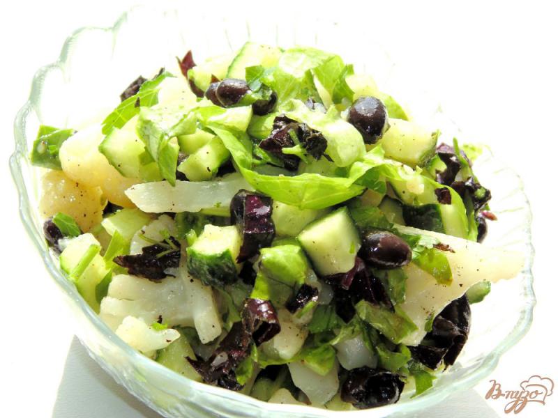 Фото приготовление рецепта: Салат из цветной капусты с черной фасолью шаг №6
