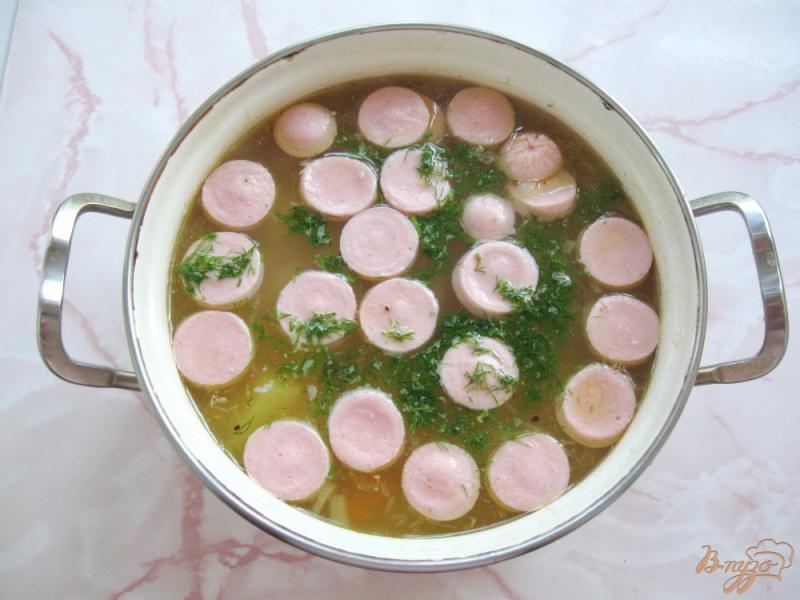 Фото приготовление рецепта: Фасолевый суп с сосисками шаг №7
