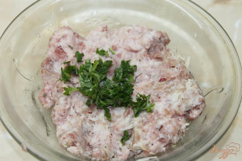 Фото приготовление рецепта: Бургер из свиной котлетой с базиликом, овощами и сыром шаг №3