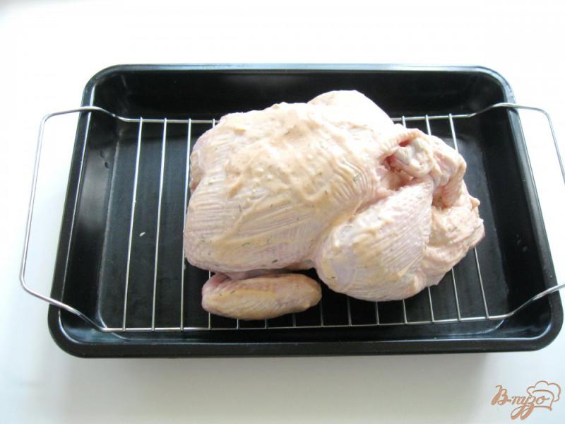 Фото приготовление рецепта: Курица запеченная в духовке с рисом и яблоками шаг №7