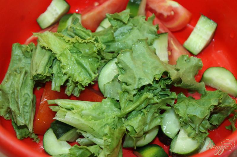 Фото приготовление рецепта: Салат из свежих овощей с фетой и соусом песто шаг №2