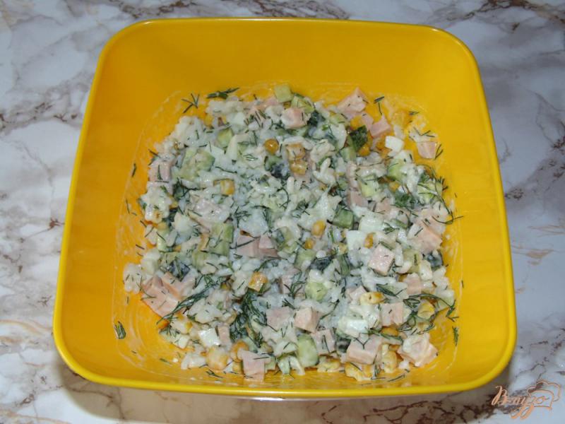 Фото приготовление рецепта: Рисовый салат с куриной ветчиной шаг №5