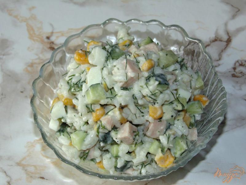 Фото приготовление рецепта: Рисовый салат с куриной ветчиной шаг №6