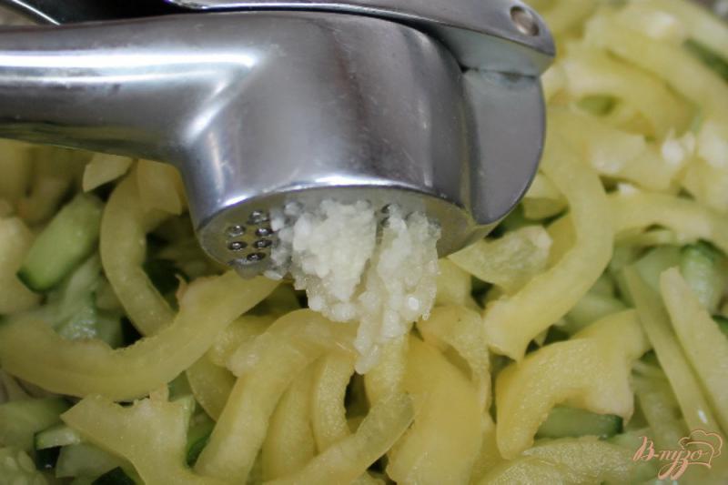 Фото приготовление рецепта: Салат из капусты с огурцом и перцем шаг №4