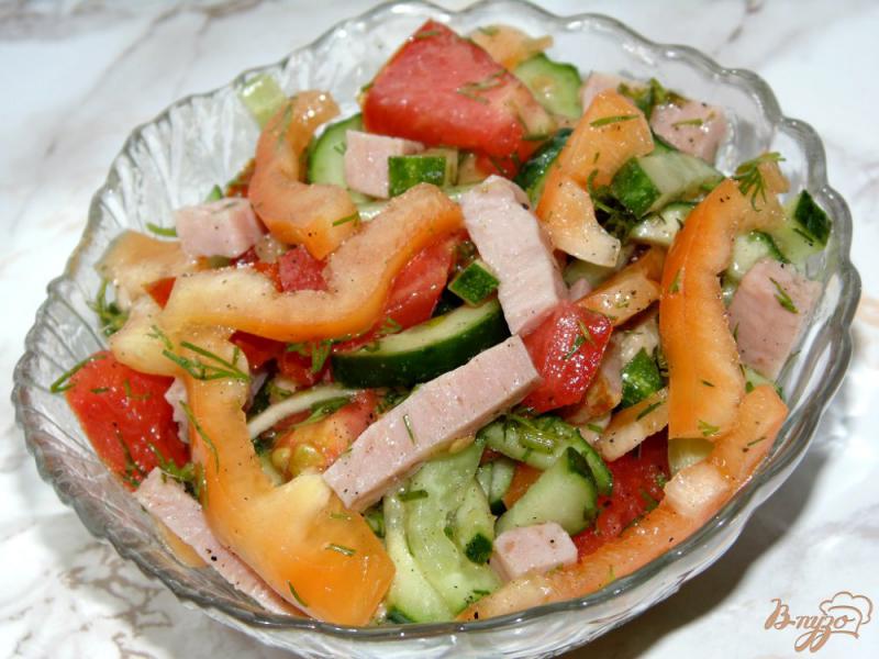 Фото приготовление рецепта: Овощной салат с бужениной шаг №5