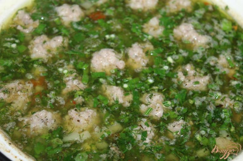 Фото приготовление рецепта: Суп из летних овощей и свиных фрикаделек шаг №9
