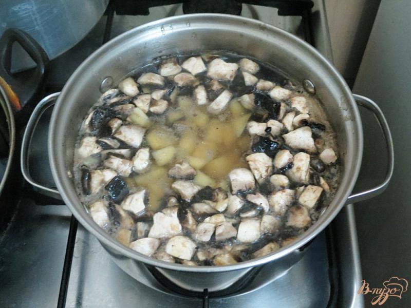 Фото приготовление рецепта: Суп с бобами и грибами шаг №5