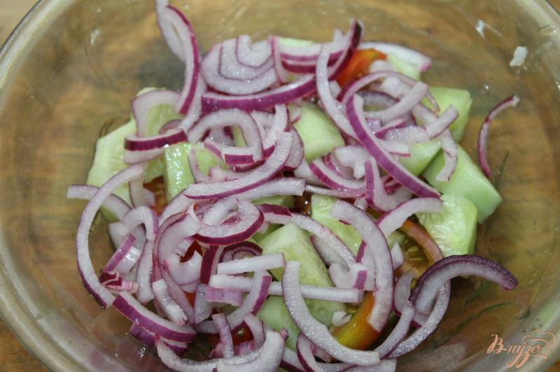 Фото приготовление рецепта: Легкий овощной салат с сыром фета и мятой шаг №3