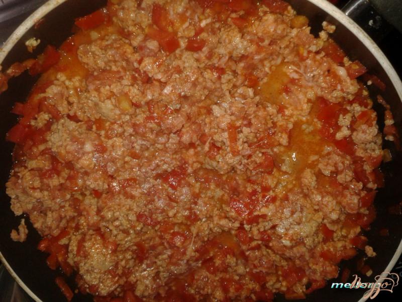 Фото приготовление рецепта: Запеканка из баклажан, фарша и помидор шаг №4