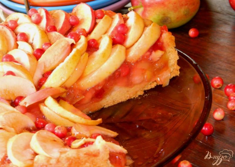 Фото приготовление рецепта: Яблочно-брусничный пирог шаг №10