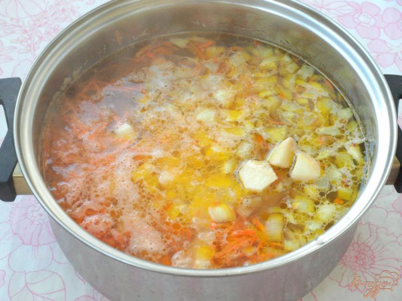 Фото приготовление рецепта: Суп на курином бульоне с фасолью шаг №4