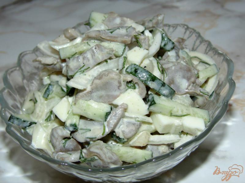 Фото приготовление рецепта: Картофельный салат с куриными желудками шаг №7