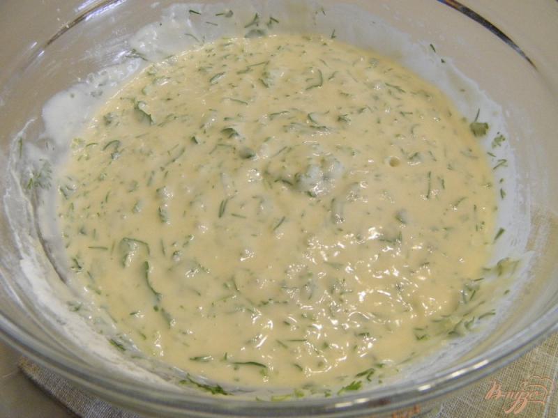 Фото приготовление рецепта: Зеленые оладушки шаг №3