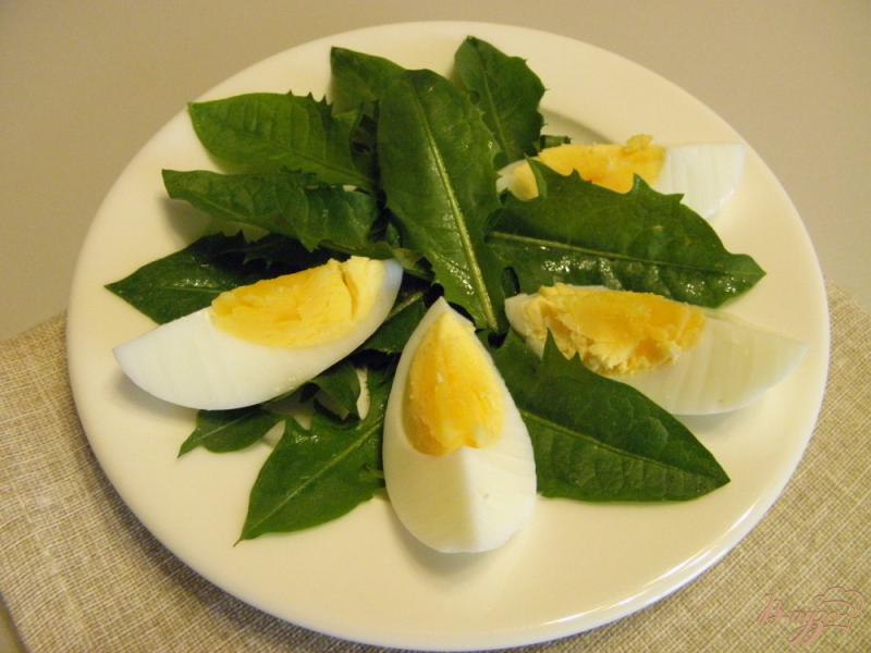 Фото приготовление рецепта: Салат из одуванчика с гренками и яйцом шаг №4