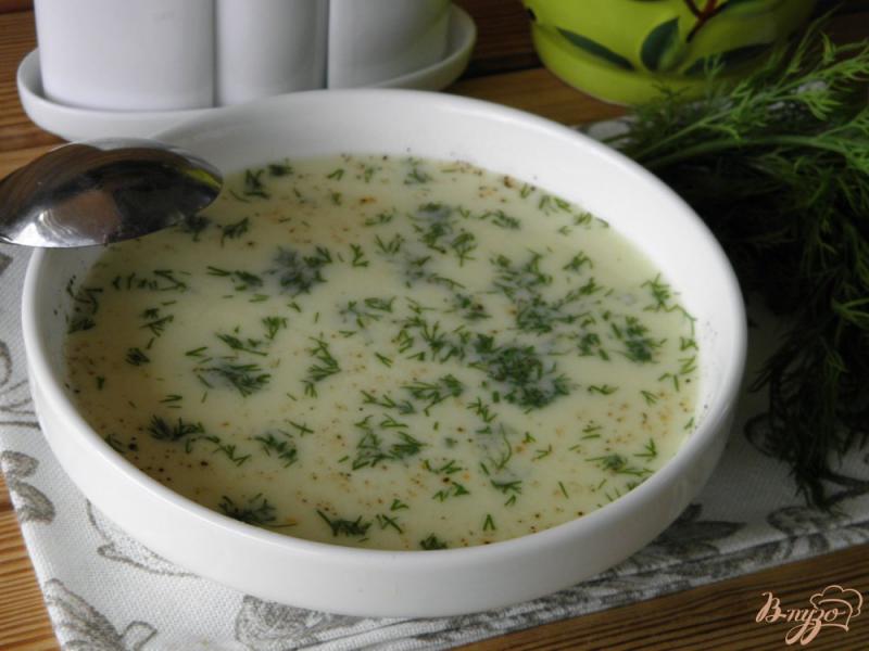 Фото приготовление рецепта: Суп-пюре сырный с укропом шаг №8
