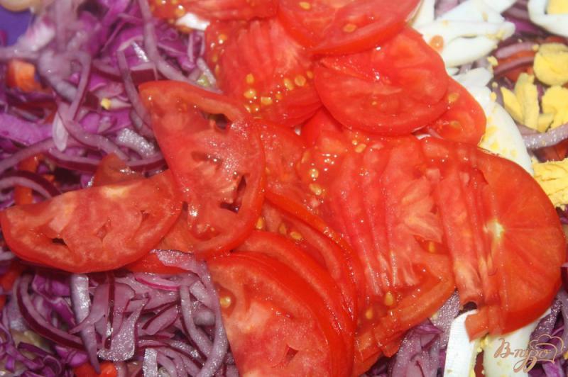 Фото приготовление рецепта: Салат из краснокочанной капусты с овощами шаг №5