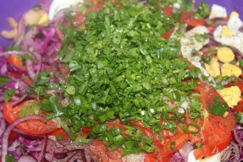 Фото приготовление рецепта: Салат из краснокочанной капусты с овощами шаг №6