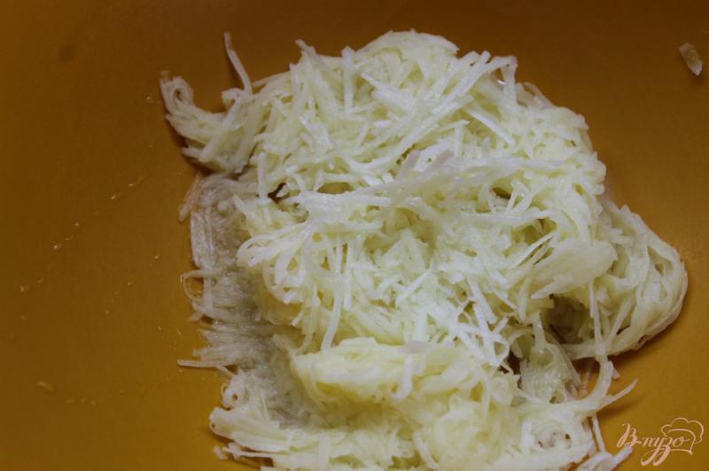 Фото приготовление рецепта: Картофельные оладьи с баклажаном и помидорами шаг №2