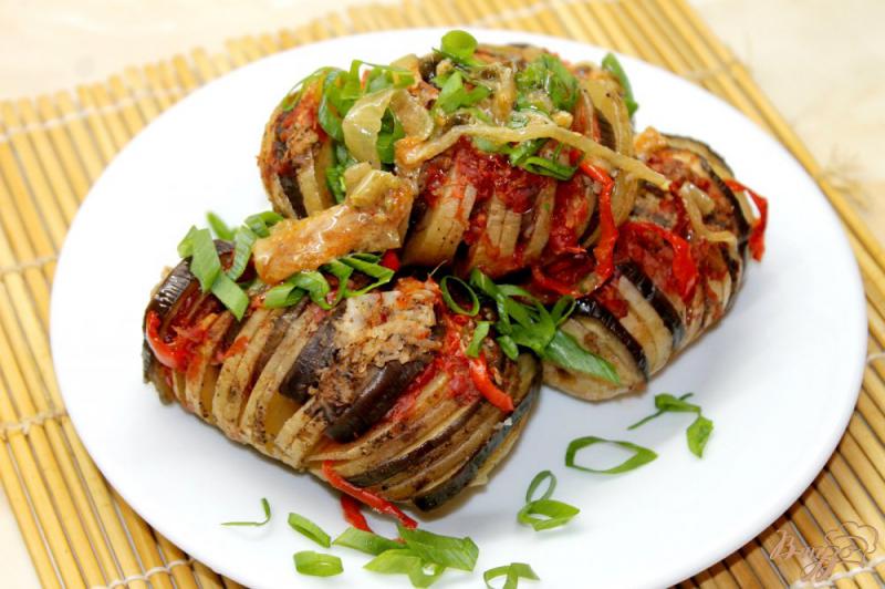 Фото приготовление рецепта: Фаршированный картофель баклажанами и перцем шаг №9