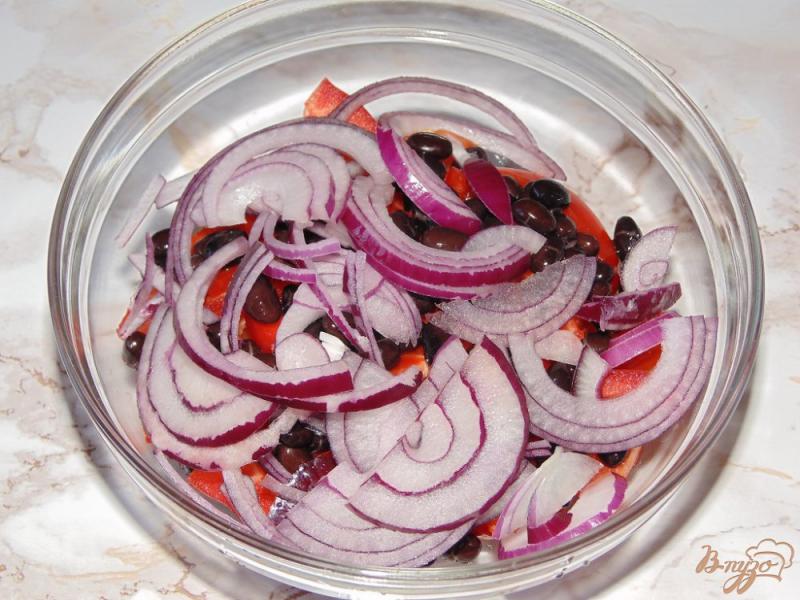Фото приготовление рецепта: Салат из помидоров с красным луком и фасолью шаг №4