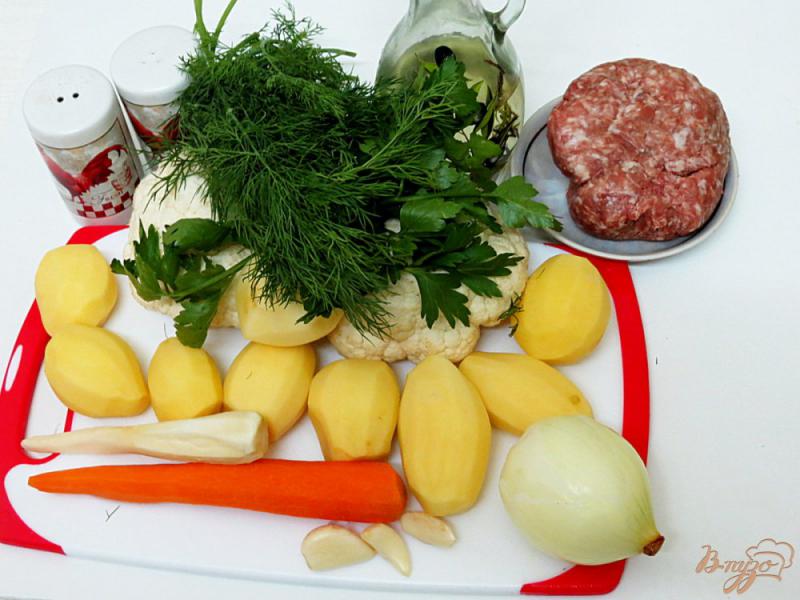 Фото приготовление рецепта: Суп с фрикадельками и цветной капустой шаг №1