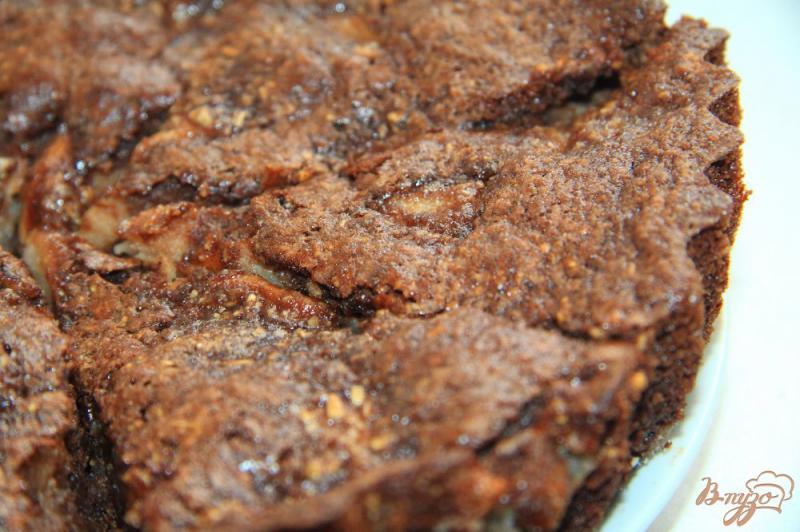 Фото приготовление рецепта: Овсяный пирог с какао и яблоками шаг №9