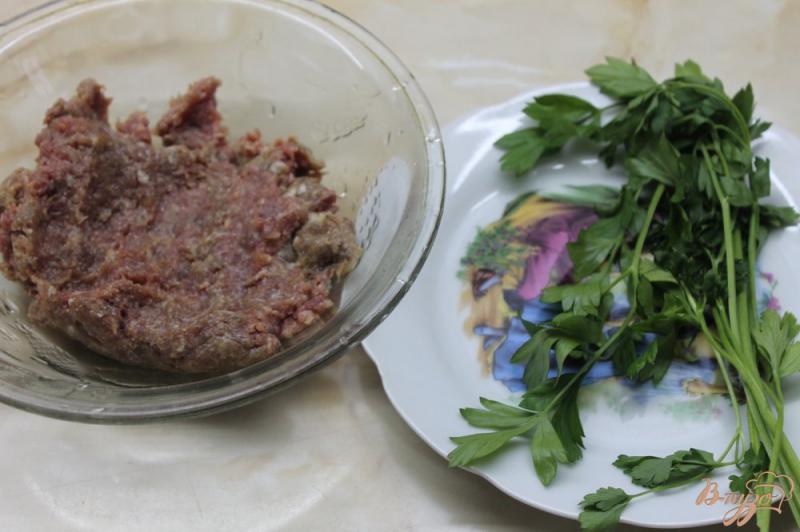 Фото приготовление рецепта: Кутабы с мясом и зеленью шаг №3