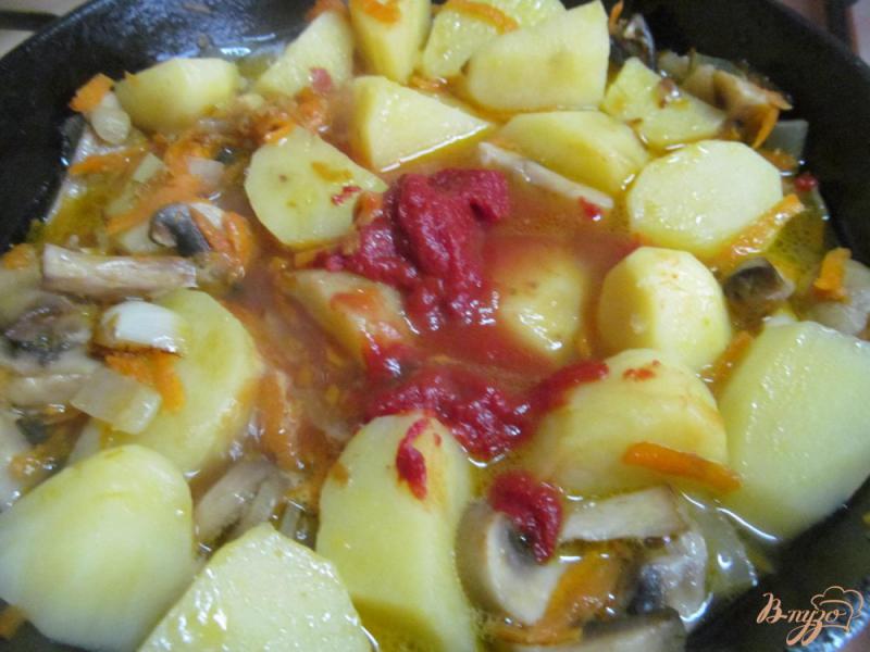 Фото приготовление рецепта: Грибы с картофелем в томатном соусе шаг №5