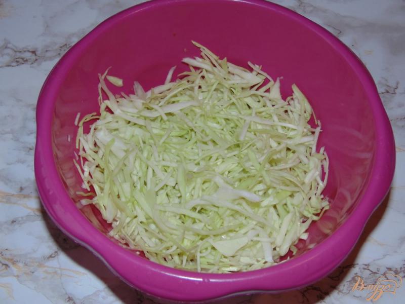 Фото приготовление рецепта: Капустный салат с яйцом и колбасой шаг №1