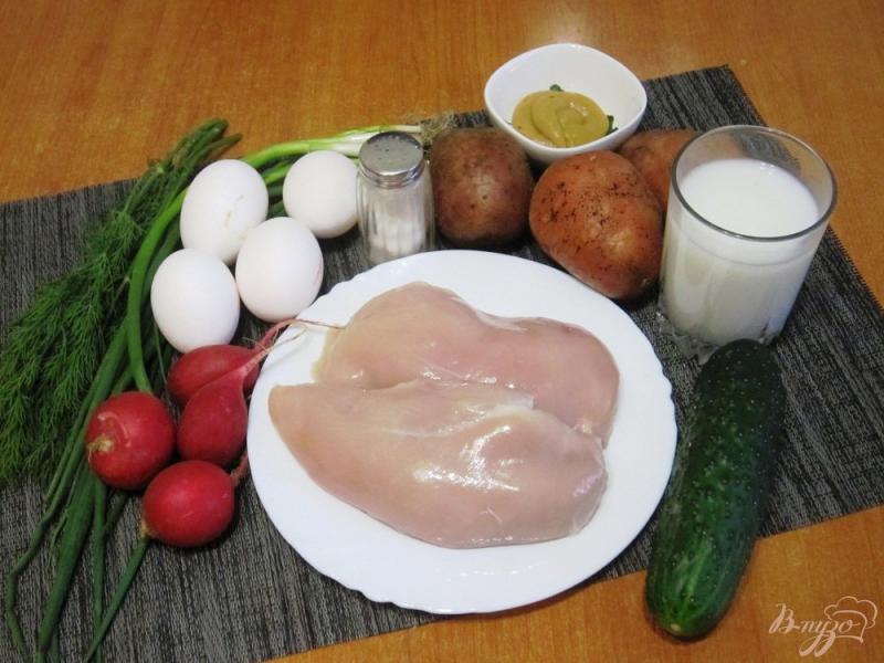 Фото приготовление рецепта: Окрошка с курицей на тане шаг №1
