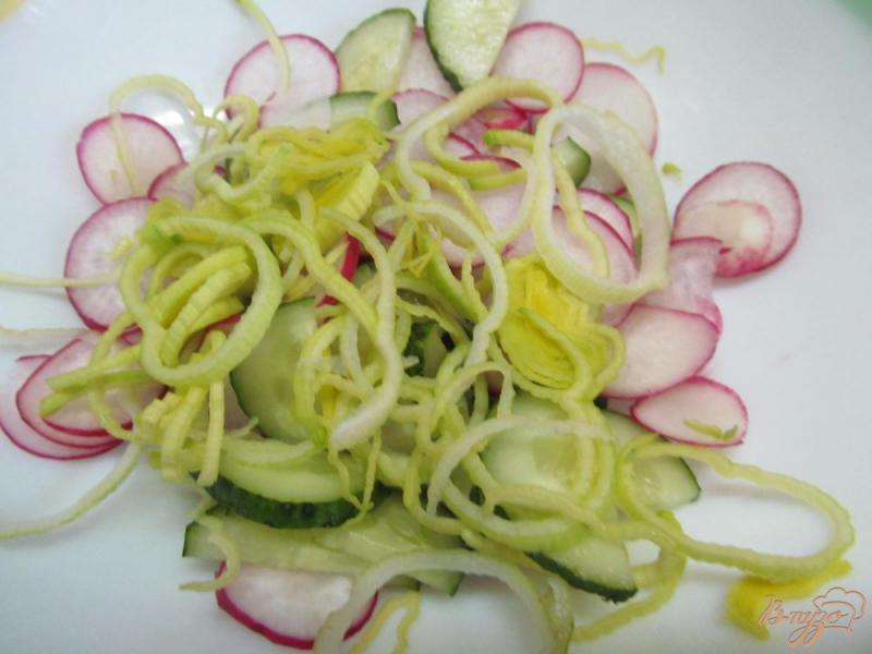 Фото приготовление рецепта: Салат из редиса с огурцом и творогом шаг №2