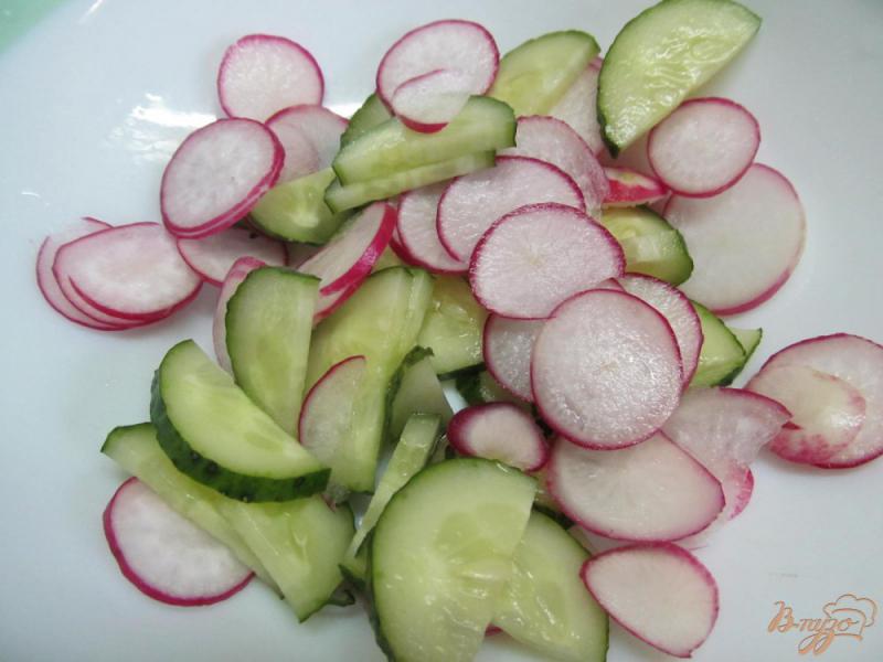 Фото приготовление рецепта: Салат из редиса с огурцом и творогом шаг №1