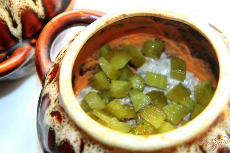 Фото приготовление рецепта: Жаркое из свинины и картофеля с солеными огурцами шаг №6