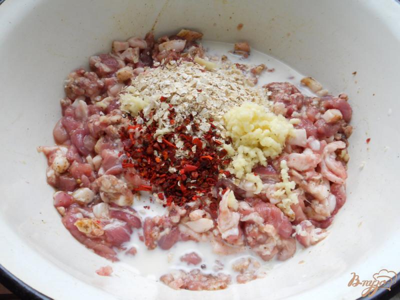 Фото приготовление рецепта: Мясная колбаса с паприкой и овсянкой шаг №4