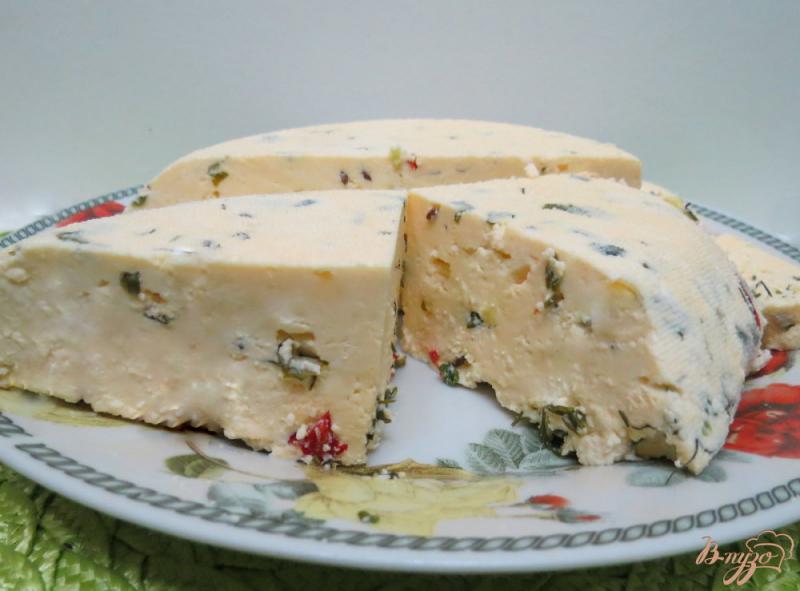 Фото приготовление рецепта: Сыр домашний с укропом и перцем чили и тмином шаг №10