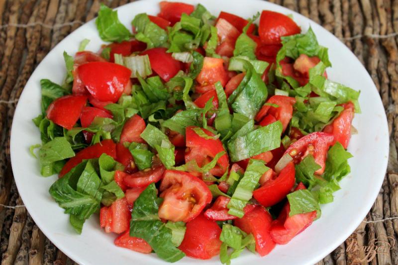 Фото приготовление рецепта: Салат из помидор с творожным соусом и зеленью шаг №2