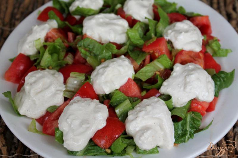 Фото приготовление рецепта: Салат из помидор с творожным соусом и зеленью шаг №5