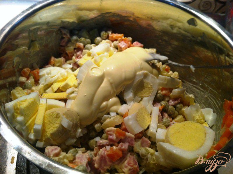 Фото приготовление рецепта: Овощной салат с ветчиной шаг №12