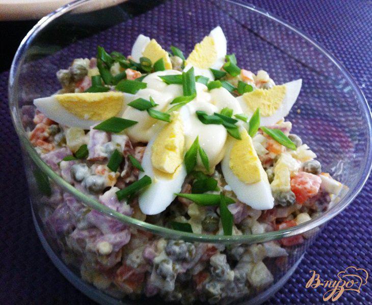 Фото приготовление рецепта: Овощной салат с ветчиной шаг №13