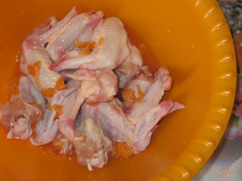 Фото приготовление рецепта: Куриные крылышки в мандариновом маринаде шаг №4