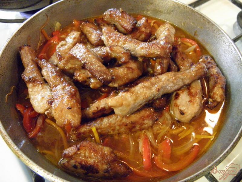 Фото приготовление рецепта: Пикантное жареное мясо в соусе шаг №9