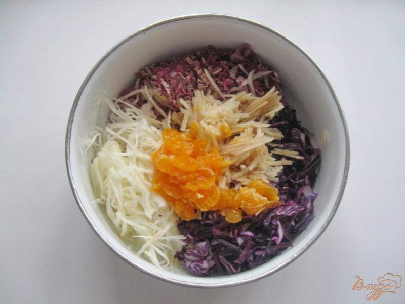 Фото приготовление рецепта: Салат капустный микс с яблоками и мандаринами шаг №6