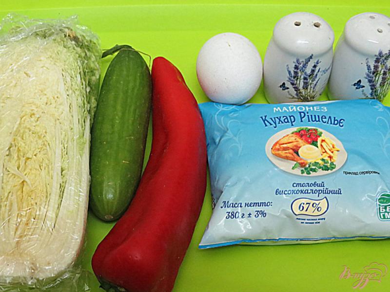 Фото приготовление рецепта: Салат из пекинской капусты, огурца и перца шаг №1