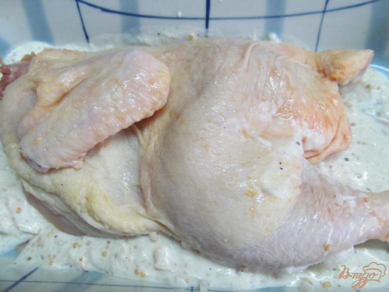 Фото приготовление рецепта: Запеченная курица под соусом из помело шаг №3