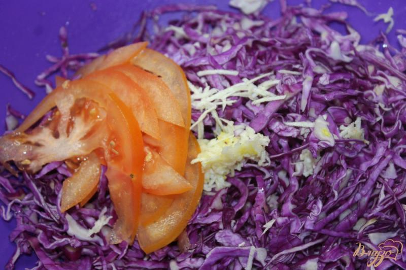 Фото приготовление рецепта: Салат с краснокочанной капусты и ветчины шаг №2