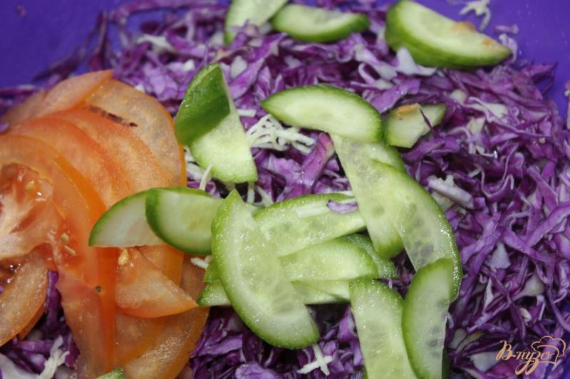 Фото приготовление рецепта: Салат с краснокочанной капусты и ветчины шаг №3